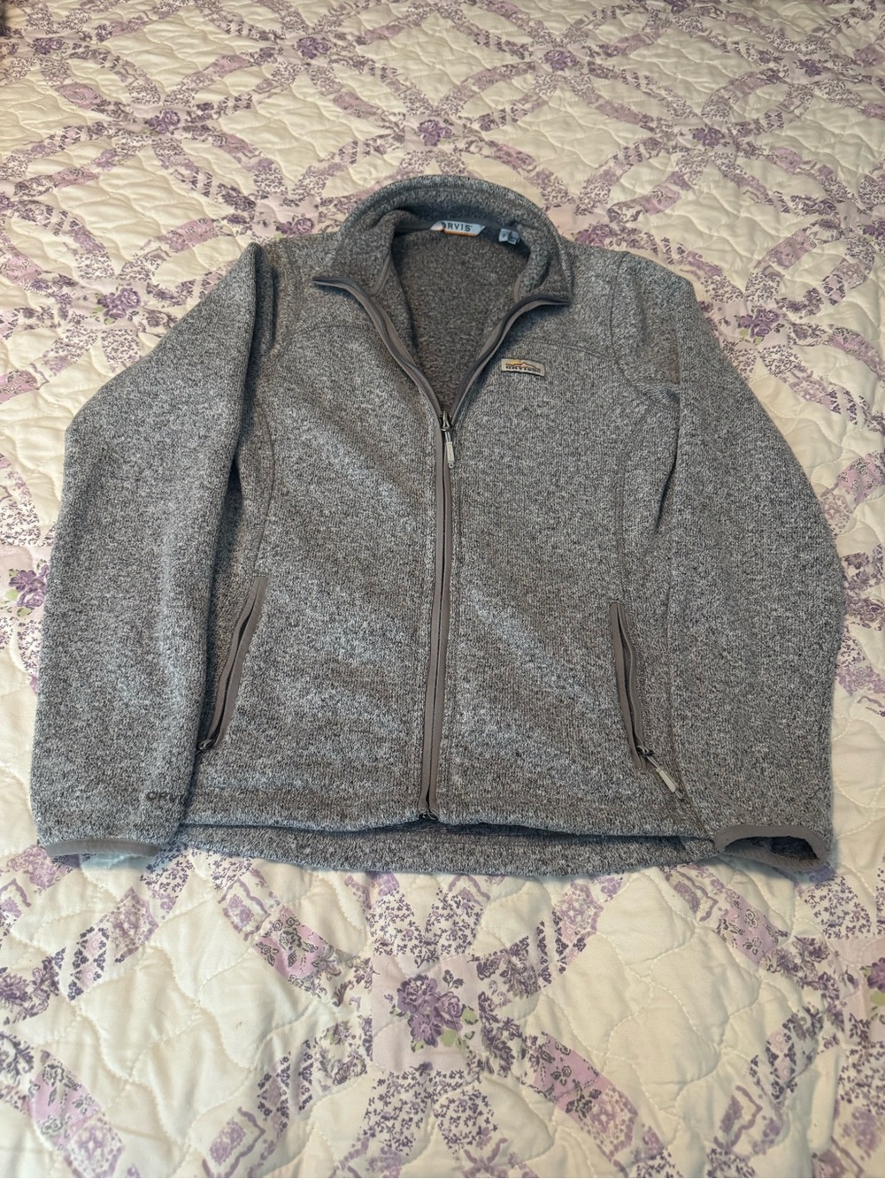Orvis Heather Gray Full-Zip Teddy Fleece Jacket